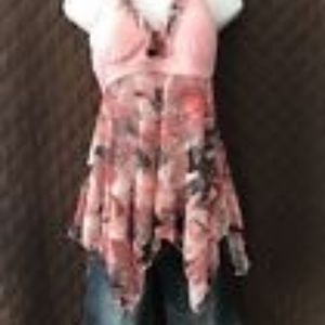 halter top and denim shorts